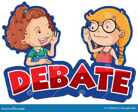 Font Design for Word Debate with Two Happy Girls in Background Stock ...