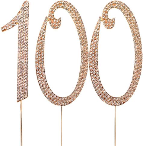 Amazon.com: MAGJUCHE Gold 100" Crystal Cake Topper, Number 100 ...