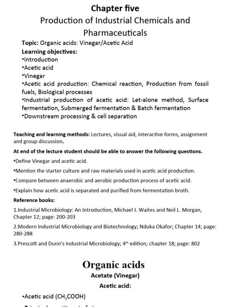 Production of Acetic Acid | PDF