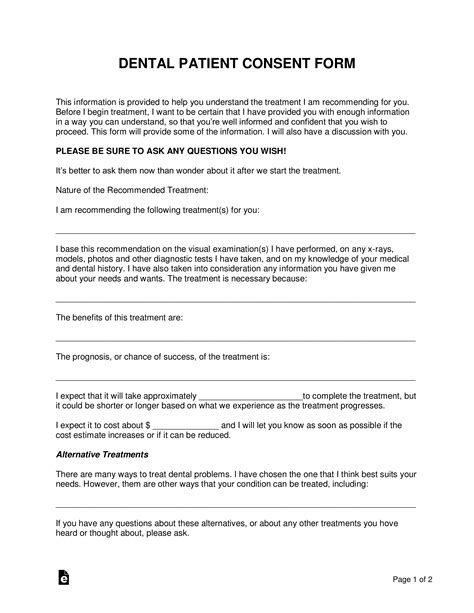 Free Dental (Patient) Consent Form - PDF | Word – eForms