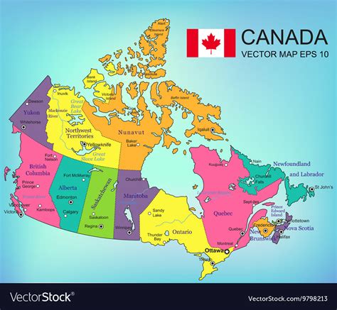 Canada map with provinces all territories Vector Image