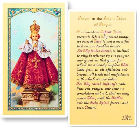 Prayer to the Infant Jesus of Prague Laminated Holy Card - St. Jude Shop, Inc.