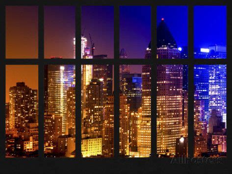 Window View - Skyscrapers of Manhattan by Night - Theater District ...