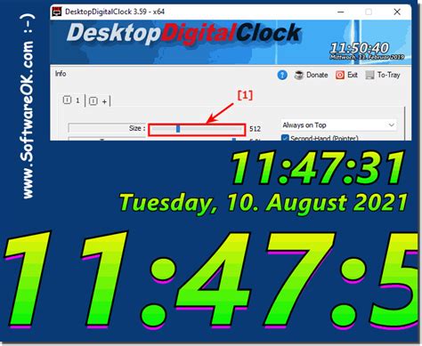 Activate a really big desktop clock on Windows 11