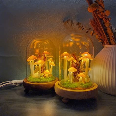 Orange Mushroom Lamp Mushroom Forest Handmade Night Light Home - Etsy