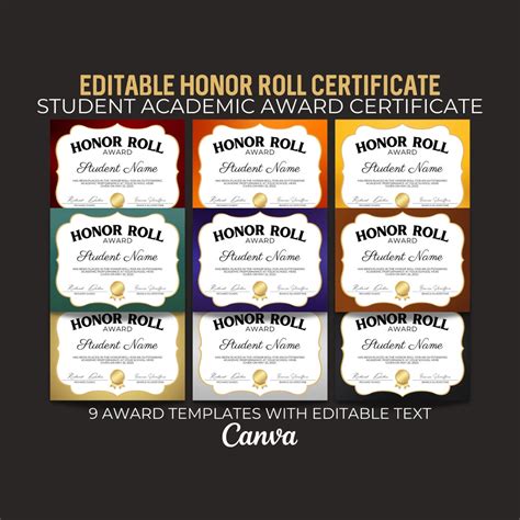 Editable School Honor Roll Certificate Classroom Academic - Etsy