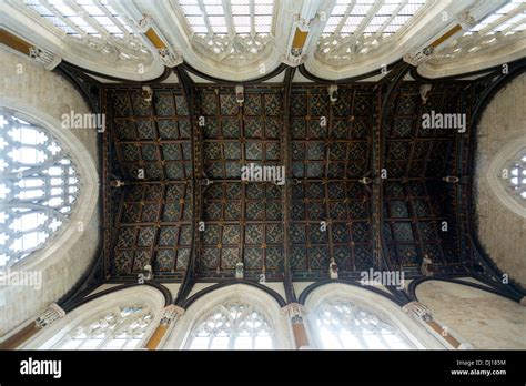 Exeter Cathedral Chapter House roof having fifteenth Century angels ...