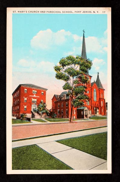 Port Jervis - St. Mary's Church (Catholic) - Carte postale ancienne et vue d'Hier et Aujourd'hui ...