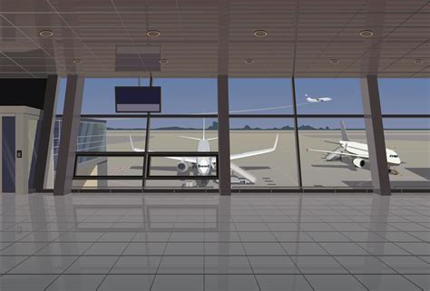 Airport, aircraft view, boarding gate. Vector. 21554093 Vector Art at ...