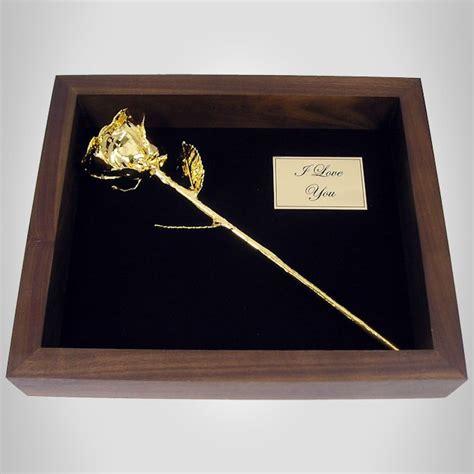 11" Gold Dipped Rose in Personalized Shadow Box: Love Is A Rose