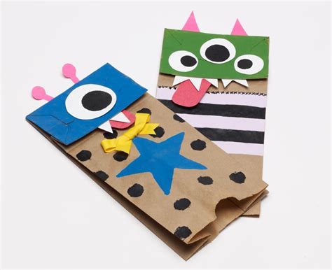 Monster Paper Bag Puppets | Paper bag puppets, Paper bag crafts, Monster craft