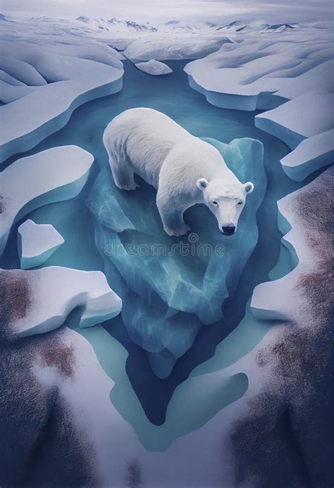 View from Above of Polar Bear in North Pole. Generative AI Stock ...