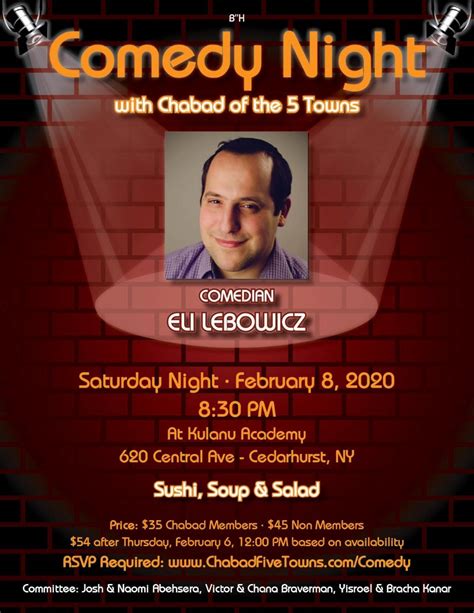 Comedy Night 2020 - February 8, 2020 l 8:30 PM - ChabadFiveTowns.com