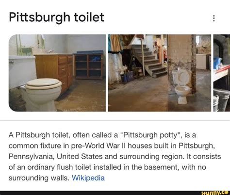 Pittsburgh toilet A Pittsburgh toilet, often called a "Pittsburgh potty ...