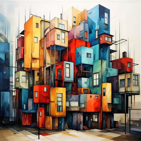 Cubist Urban Abstraction. AI Generation Stock Illustration - Illustration of style, geometric ...