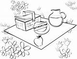 Printable Picnic Coloring Book Page  Home sketch template