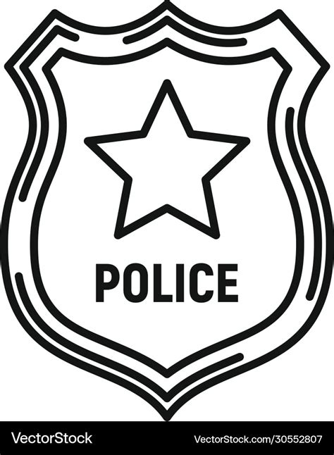 Police badge icon outline style Royalty Free Vector Image