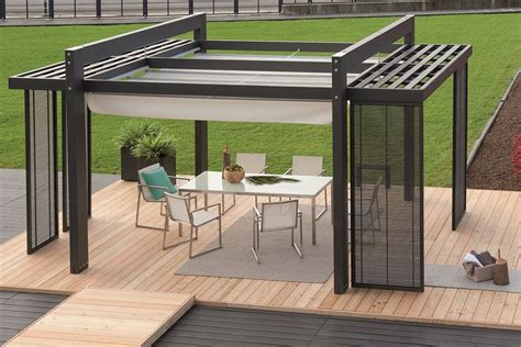 Modern Metal Pergola Design with Trellis for the Small Patio in the Backyard complete with ...