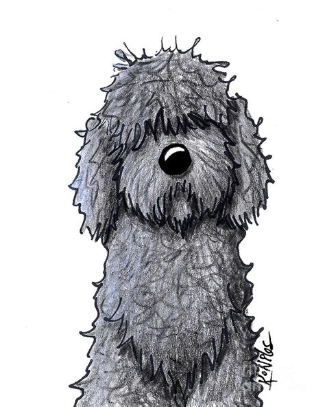 Black Doodle Dog Drawing by Kim Niles