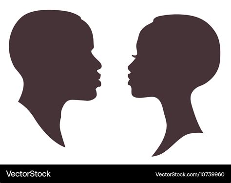 African woman and man face silhouette Royalty Free Vector