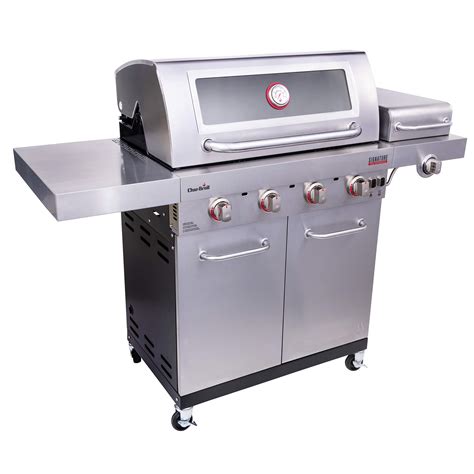 Char-Broil 463255721 Signature TRU-Infrared 4-Burner Cabinet-Style Windowed Gas Grill, Stainless ...