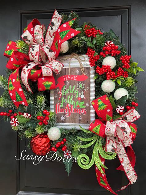 Christmas Wreath, Christmas Front Door Wreath, Whimsical Wreath, Snowman Wreath, Sassy Doors ...