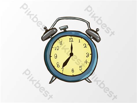 Drawing Cartoon Dream Supervisor Alarm Clock Blue Yellow Metal Element PNG Images | PSD Free ...