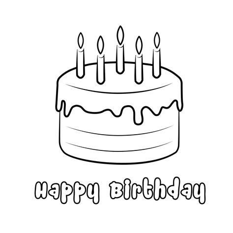 Black and White Flat icon of Birthday Cake. Isolated on white ...