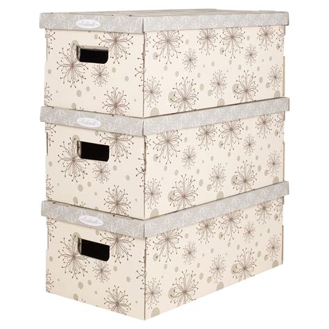 Set Of 3 Underbed Storage Boxes With handles Cardboard Stackable Lightweight | eBay