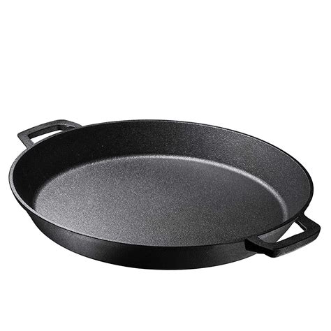 Pre Seasoned Cast Iron Skillet Dual Handles - 16" Durable Frying Pan Pizza Pan Large Loop ...