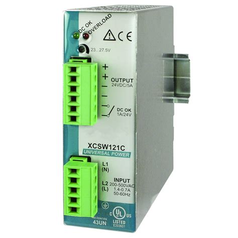 24V DIN Rail Power Supply, Split Phase, Input 240V AC, Output 24V DC, 5A | SourceASI