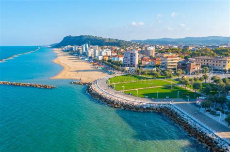 Aerial View of the Beach in Italian Town Pesaro Stock Image - Image of ...