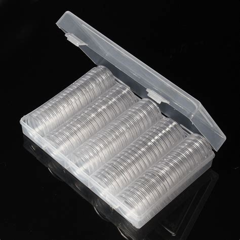 Coin collection box 100pcs 30mm round coin case transparent storage box ...