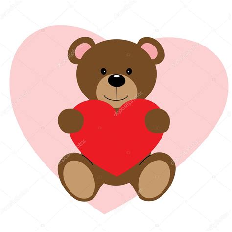 Cute Teddy Bear Holding Heart Cartoon Isolated On A Transparent ...