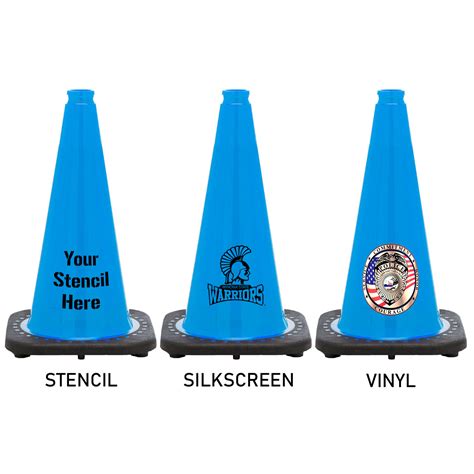 18" Sky Blue Traffic Cone Black Base, 3lbs - Traffic Cones For Less