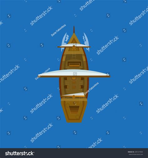 Sailing Ship Top View Vector Design: стоковая векторная графика (без лицензионных платежей ...