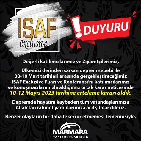 İsaf Exclusive Fuarı 10-12 mayıs 2023'e Ertelendi. - Kontrol Kalemi