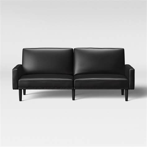 Faux Leather Futon Sofa with Arms Black - Room Essentials™