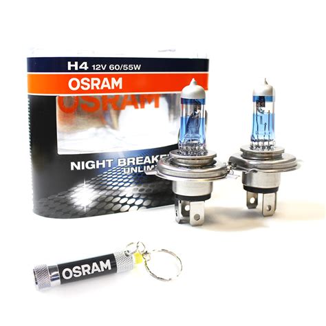 2x OSRAM H4 Night Breaker Unlimited Xenon Headlight Bulbs + FREE Black LED Torch | eBay