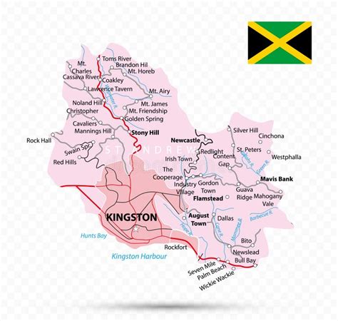 Kingston and Saint Andrew Map. Jamaica State Stock Vector - Illustration of regional, jamaica ...