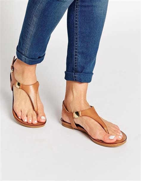 Aldo Bellia Tan Leather Thong Flat Sandals, $65 | Asos | Lookastic