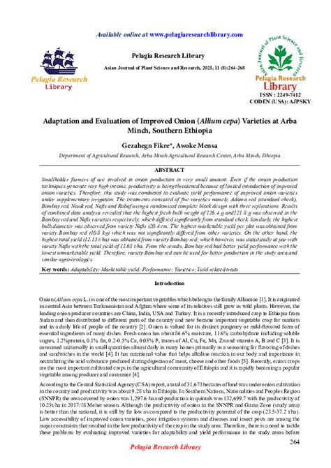 (PDF) Adaptation and Evaluation of Improved Onion (Allium cepa ...