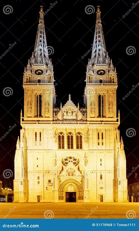 Zagreb Cathedral at Night, Croatia Stock Photo - Image of holy, cathedral: 51170968