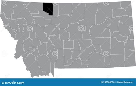 Location Map of the Toole County of Montana, USA Stock Vector ...