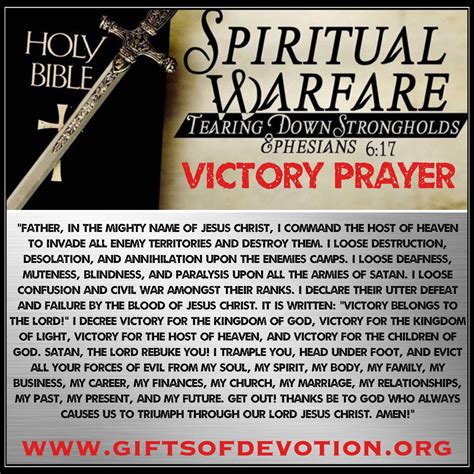 VICTORY PRAYER 😇 ️ ️👑 ️⚔️🔥🕊 | Spiritual warfare quotes, Spiritual ...