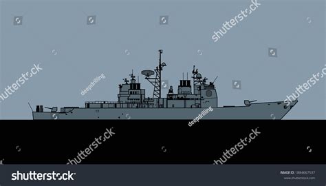 Us Navy Ticonderoga Class Guided Missile Stock Vector (Royalty Free ...