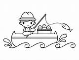 Printable Fishing Boy Coloring Page sketch template