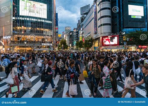 Crowd of People on Famous Shibuya Crossing in Tokyo at Night Editorial Stock Photo - Image of ...