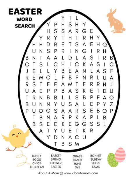 Free Easter Word Search Printable - About a Mom