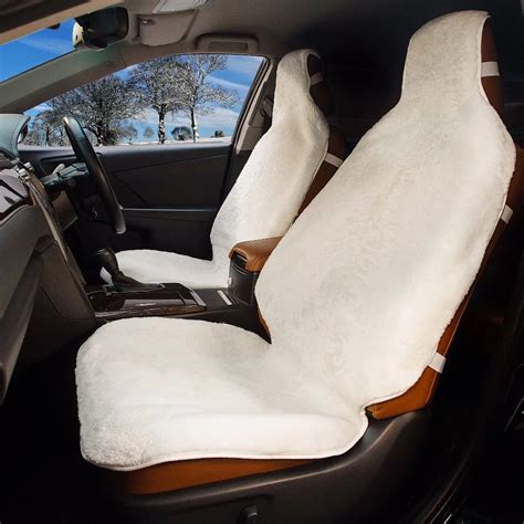 2pcs/ lot front Car Seat Covers Cape Australian sheepskin fur universal size Auto Interior ...